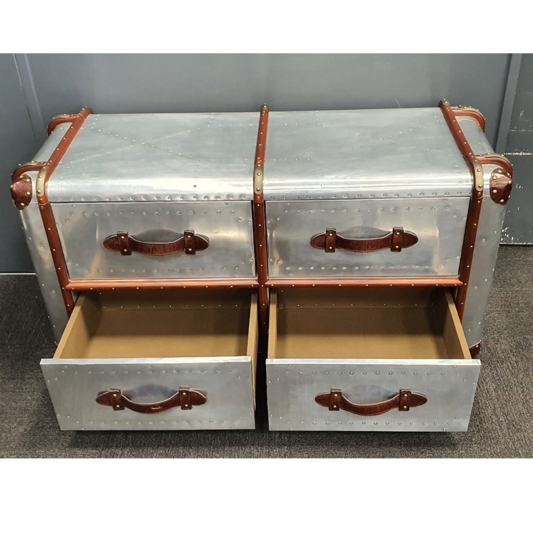 Aluminum Trunk with Leather and Wooden Frame image 1